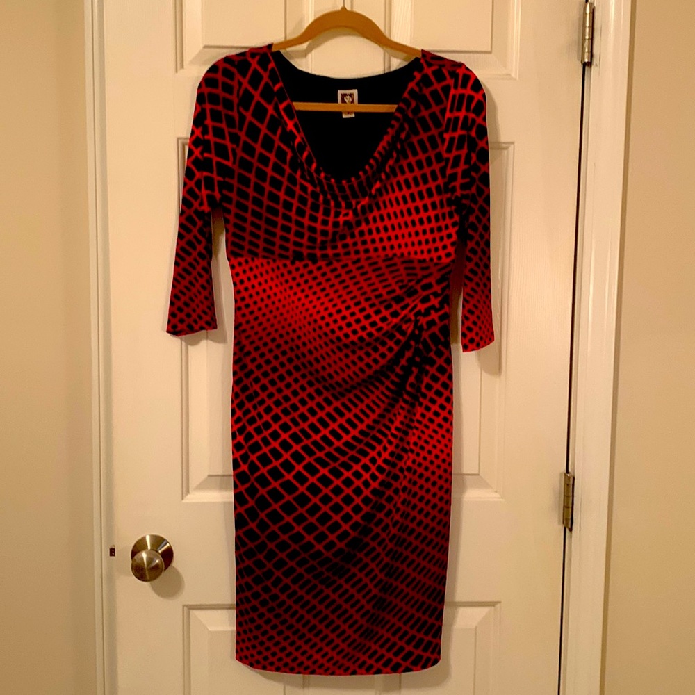 Anne Klein red and black dress